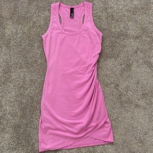 bobi Los Angeles Pink Cotton Ruched Racerback Tank Dress M